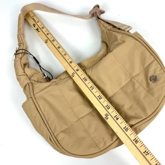 WESTBRONCO Small NWT Tan Puffer Crescent Moonie Shoulder Bag Adjustable Strap - Picture 9 of 10
